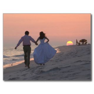 Newlyweds Running into the Sunset, the Future Postcards