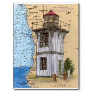 Table Bluff Lighthouse CA Nautical Chart Art Peek Postcards