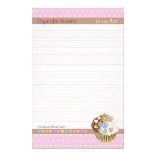 Cupcake Hearts lined To Do List Personalized Stationery