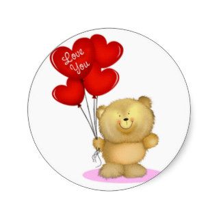 Love You Teddy Bear holding heart ballons Stickers