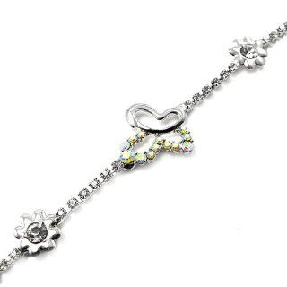 Glamorousky Elegant Butterfly Bracelet with Silver Swarovski Element Crystal   16.5cm (561) Bangle Bracelets Jewelry