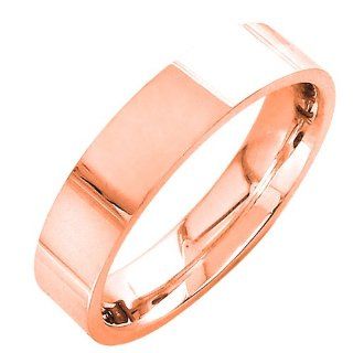 14K Rose Gold Men's Traditional Top Flat Wedding Band (5mm) Jewelry
