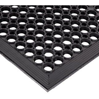 NoTrax Rubber 562 Sanitop Anti Fatigue Drainage Mat, for Wet Areas, 3' Width x 10' Length x 1/2" Thickness, Black Floor Matting