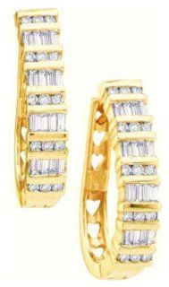 1 cttw 10k Yellow Gold Diamond Bridal Hoop Earrings (Real Diamonds 1 cttw) Jewelry