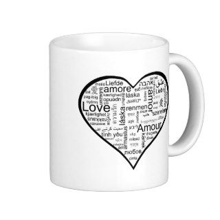 Heart full of Love in Different Languages Mugs