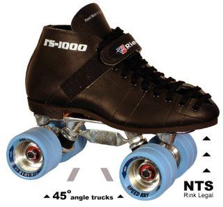 Riedell 125 Black Boot  Cyclone NTS plate  Radar Speed Ray Blue  Bones Red bearings     Size 5  Childrens Roller Skates  Sports & Outdoors