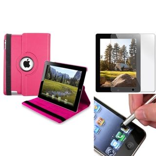 BasAcc Hot Pink Swivel Case/ Screen Protector/ Silver Stylus for Apple iPad 3/ 4 BasAcc iPad Accessories