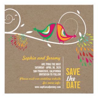 Kissing Summer Birds Photo Wedding Save The Date Personalized Invite