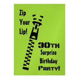 30th Surprise Birthday Zip Your Lip Colorful Cards