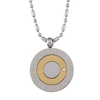 Stainless Steel Two Tone Roman Numeral Crystal Necklace Stainless Steel Necklaces