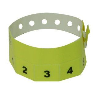 500 Neon Yellow Tear Off 5 Tab Plastic Event Wristbands  Identification Wristbands 