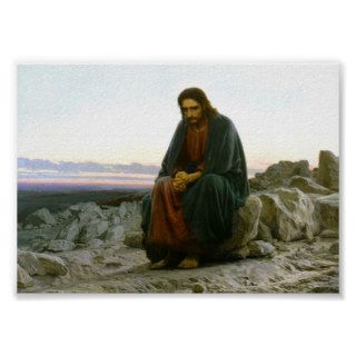 Jesus on a Rock in the Desert Print