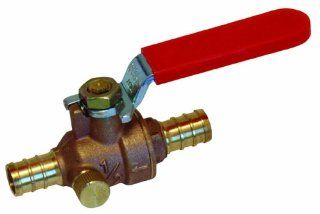 Watts PEX LFP 564 In Line Full Port Ball Valve 1/2 Inch Barb x Barb 1/4 Inch Drain Low Lead, Brass   Pipe Fittings  