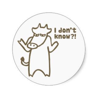 I Don’t Know Cartoon Cow Card Seal Sticker