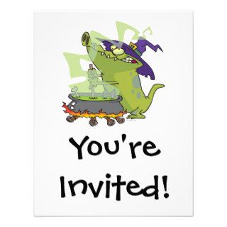 funny witch gator cooking cauldron personalized invite