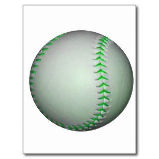 Bright Green Stitches Baseball Postcards