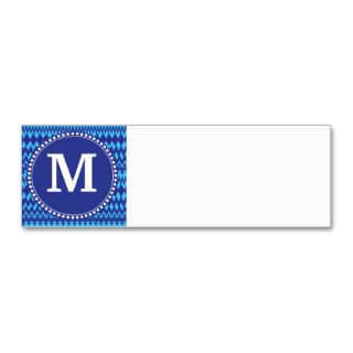 Custom Monogram Bold Blue Tribal Chevron Pattern Business Cards
