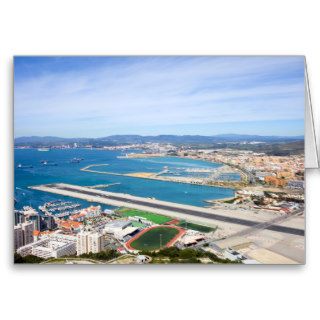 Gibraltar Cityscape and Airport Runway Above Card