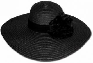 EH6641LF   Womens UPF 50+ 100% Paper Straw Flower Accent Wide Brim Floppy Hat   Brown/One Size