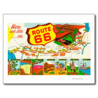 Map of Route 66 Los Angeles to Chicago Post Card