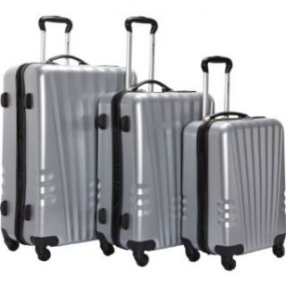 McBrine Luggage Lightweight Polycarbonate 3 Piece Swivel Luggage Set (Grey) Clothing