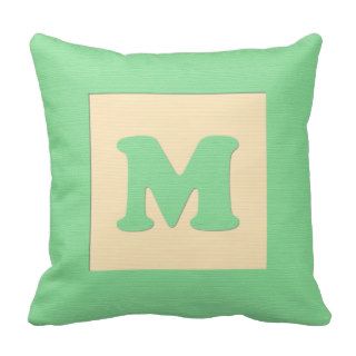 Baby building block throw pIllow letter M (green)