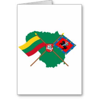Lithuania and Vilnius County Flags, Arms, Map Greeting Cards
