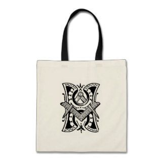 Antique Calligraphy Masonic Symbol Letter H Bags