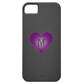 Monogram on Purple Heart, Dark Grey iPhone 5 Case