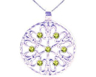 14K White Gold Fleur de lis Gemstone Medallion Pendant Peridot, Chain  NOT included Pendant Slides Jewelry