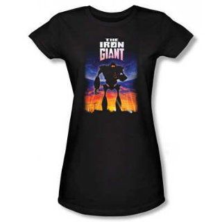 Juniors T Shirt   Iron Giant   Poster Women's Black Size L   Novelty T Shirts