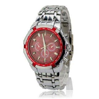 Watch Elegant CURREN Round Dial Metal Band Tachymeter Quartz Movement Watch with Water Resistance and Stainless Steel Back Red Watches