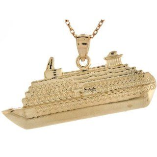 14k Real Gold Cruise Ship Travel Memory Charm Pendant Jewelry