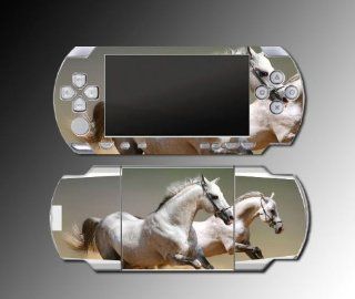 White Horses Pony Filly Pet Video Game Vinyl Decal Skin Protector Cover Kit for Sony PSP 1000 Playstation Portable Video Games