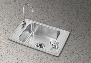 Elkay PSDKAD2517VRC Pacemaker Utility Sink Lustrous Satin Stainless Steel Top Mount 2 Hole   Single Bowl Sinks  