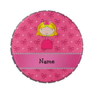 Personalized name princess pink bows and diamonds jelly belly candy tins