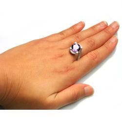 Beverly Hills Charm Silver Amethyst and 2/5ct TDW Diamond Ring (H I, I2) Beverly Hills Charm Gemstone Rings