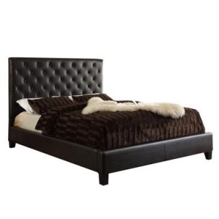 HomeSullivan Queen Size Platform Bed in Dark Brown Vinyl 40886B622W(3A)[BED]PL