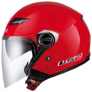 LS2 Helmets OF569 Open Face Motorcycle Helmet (Solid Red, Small) Automotive