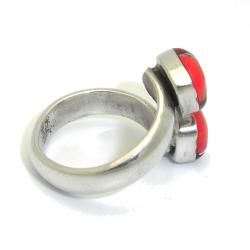 Alpaca Silver Bloodstone and Coral Wrap Ring (Mexico) Global Crafts Rings