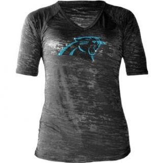 G III Touch By Alyssa Milano Women's Carolina Panthers Rhinestone Logo T Shirt   Size Large Fashion T Shirts