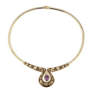 18k Gold Over Sterling Silver and 1.75 ctw Amethyst Indian Goddess Necklace Pendant Necklaces Jewelry