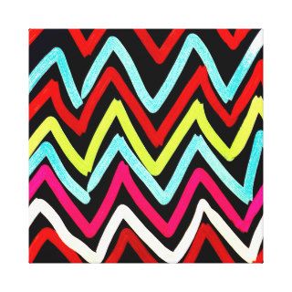 Fun Colorful Painted Chevron Tribal ZigZag Striped Gallery Wrapped Canvas