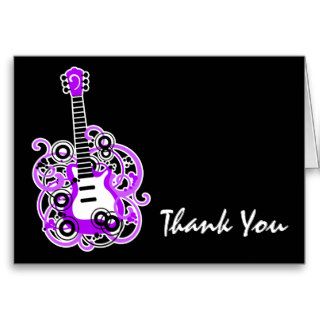 Rock Star Guitar Purple and Black Thank You Note Greeting Card