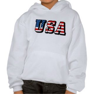 USA Flag Text Hooded Sweatshirts