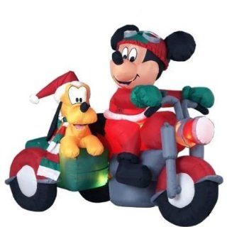 RARE   Disney   6 Ft.   Gemmy Christmas Airblown Inflatable   Mickey Mouse and Pluto on Motorcycle   Outdoor Decor