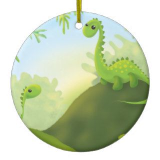 cute little dinosaur land scene christmas ornaments