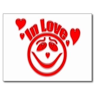 In Love Hearts and Smiley Face Postcard