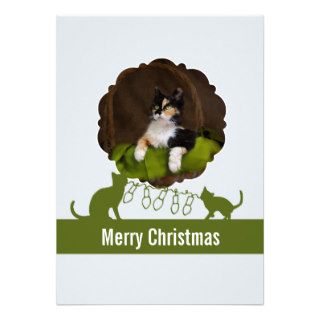 Custom Pet Cat Christmas Photo Holiday Cards Custom Invite