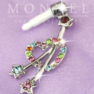 ip571 Cute Precious Valentine Gift Crystal Heart Anti Dust Plug Cover Charm For iPhone 4 4S Galaxy Cell Phones & Accessories